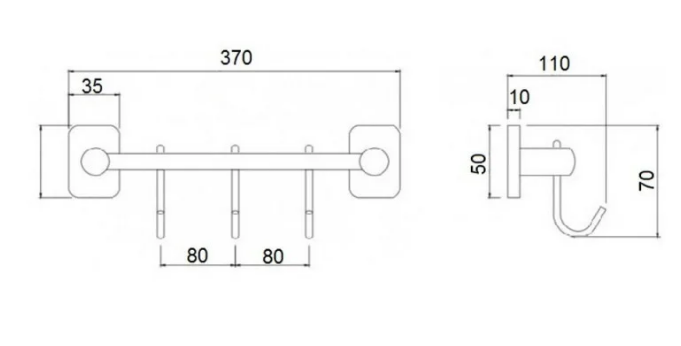 Держатель для полотенец Q-tap Liberty ANT 1154-3 настенный 3 крючка Бронза (7500) - фото 2