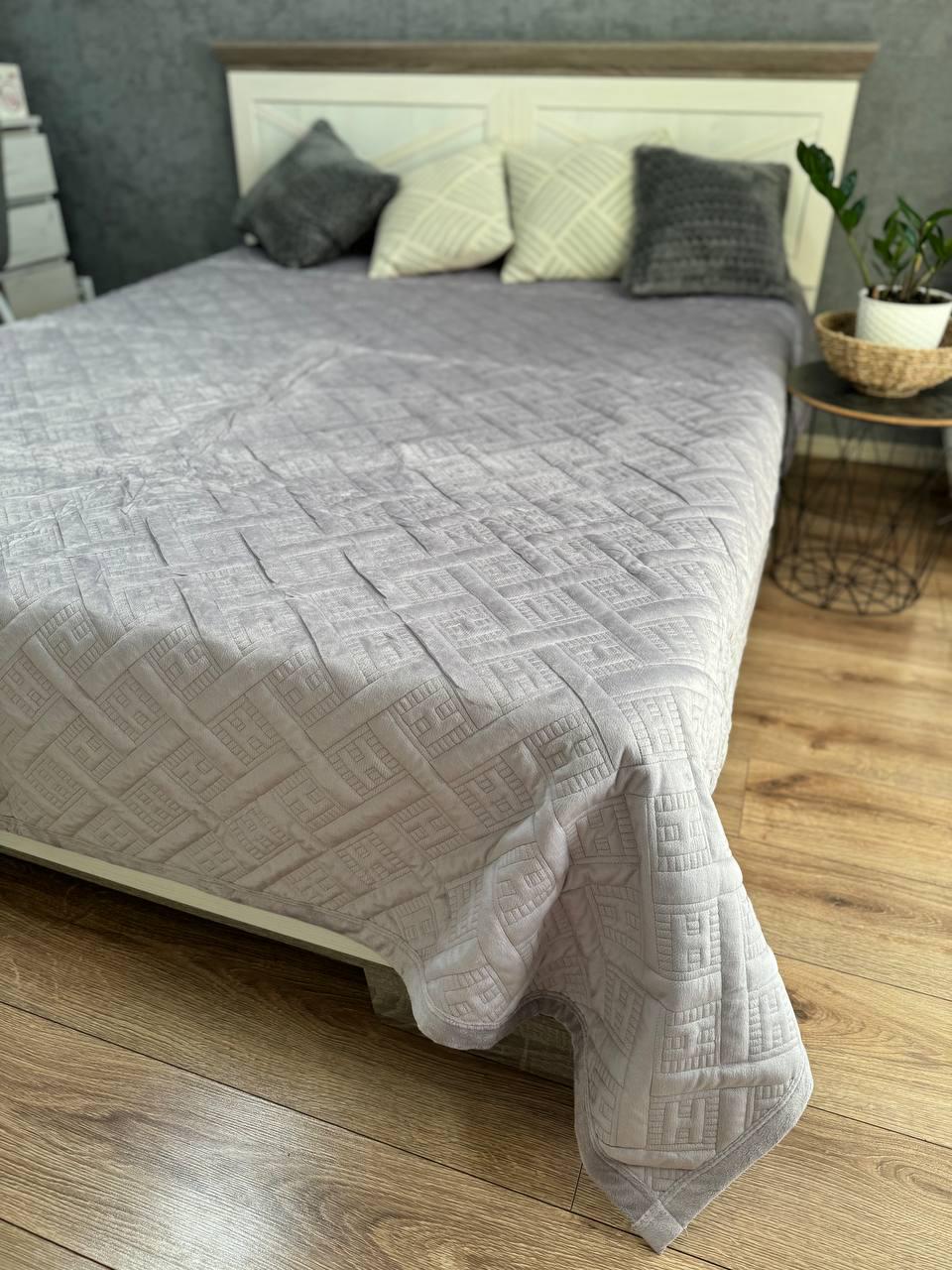 Плед велюровий Максі 230х260 см Світло-сірий (14071059) - фото 1