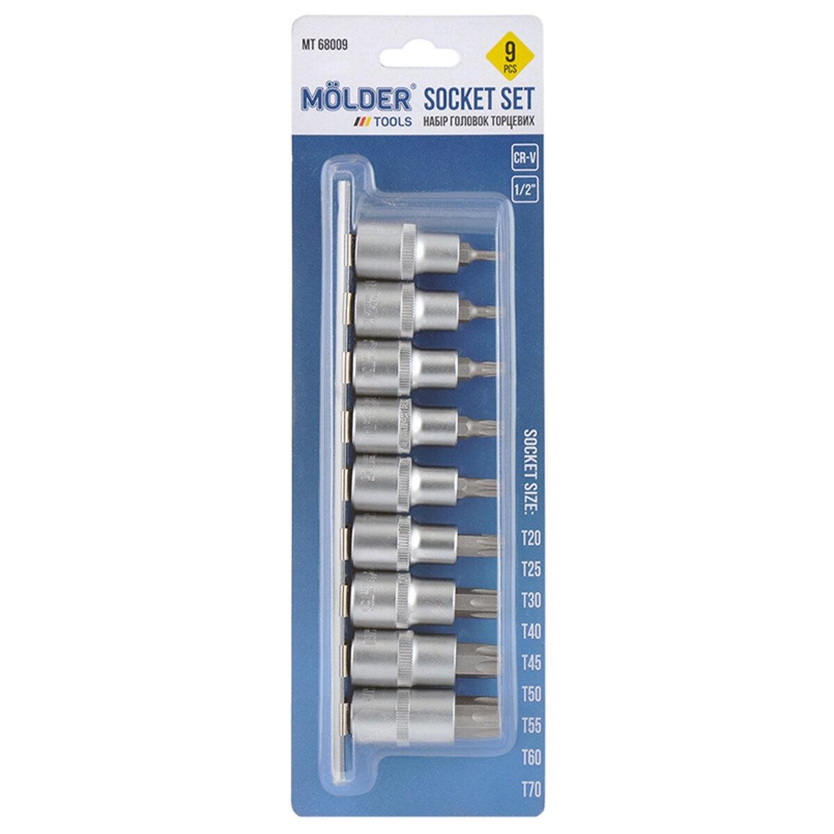 Набор головок торцевых Molder MT68009 TORX на планке 1/2" CR-V 9 шт. (18299613)