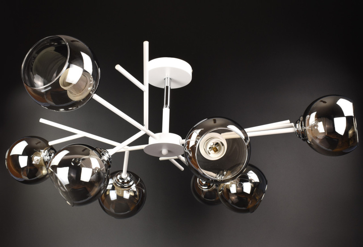 Люстра стельова на 8 графітових плафонів Білий (088/8 WT)