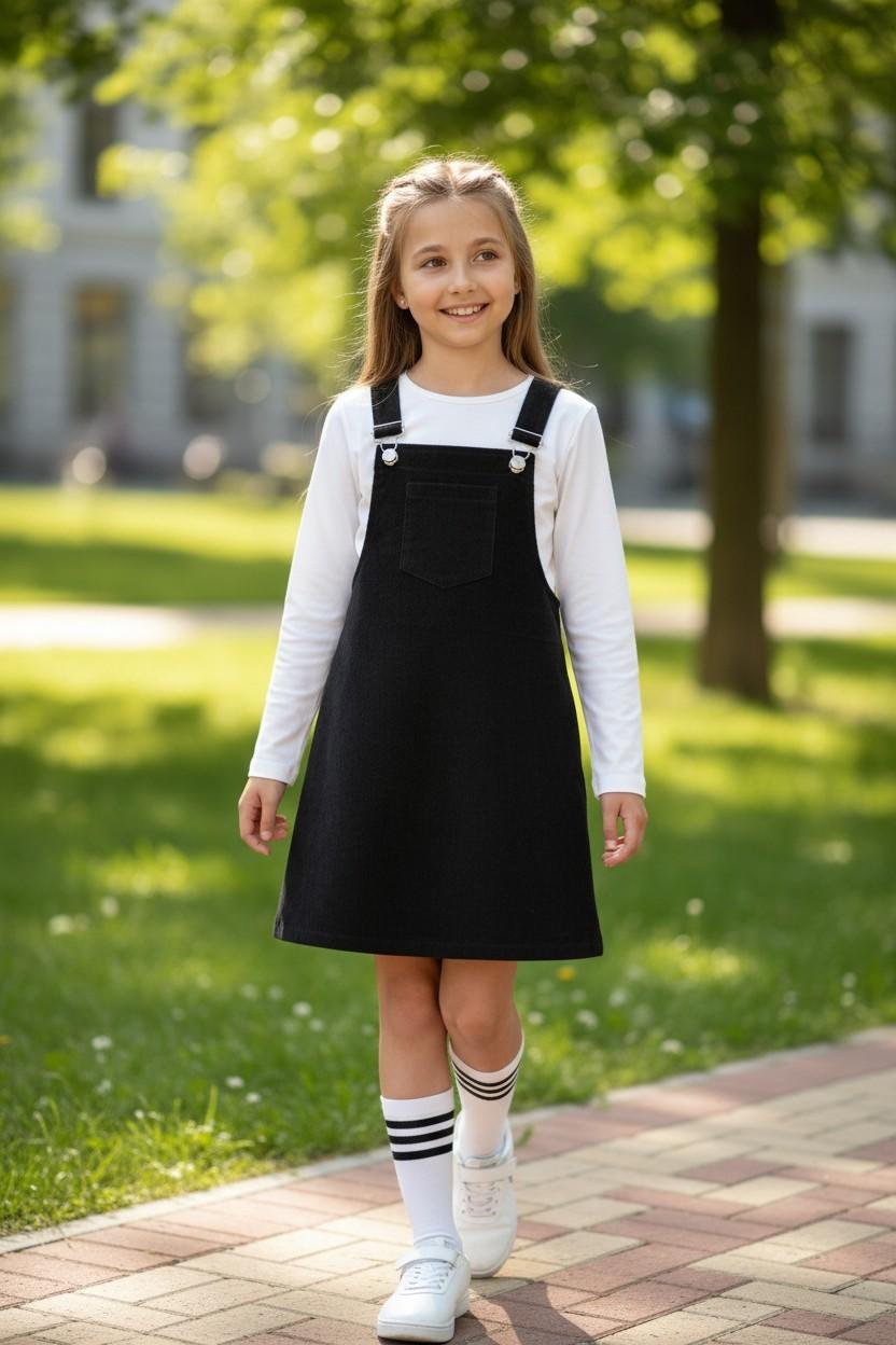 Сарафан вельветовый детский ТМ Ластівка 23_5008 116-122 см Черный