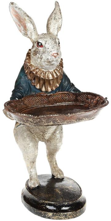 Декоративная статуэтка Кролик с подносом 13х14х27 см в синем (BD-419-184)