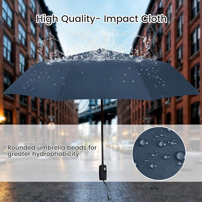 Зонт складной автомат Classic 8 спиц купол 113 см Blue (30231) - фото 4