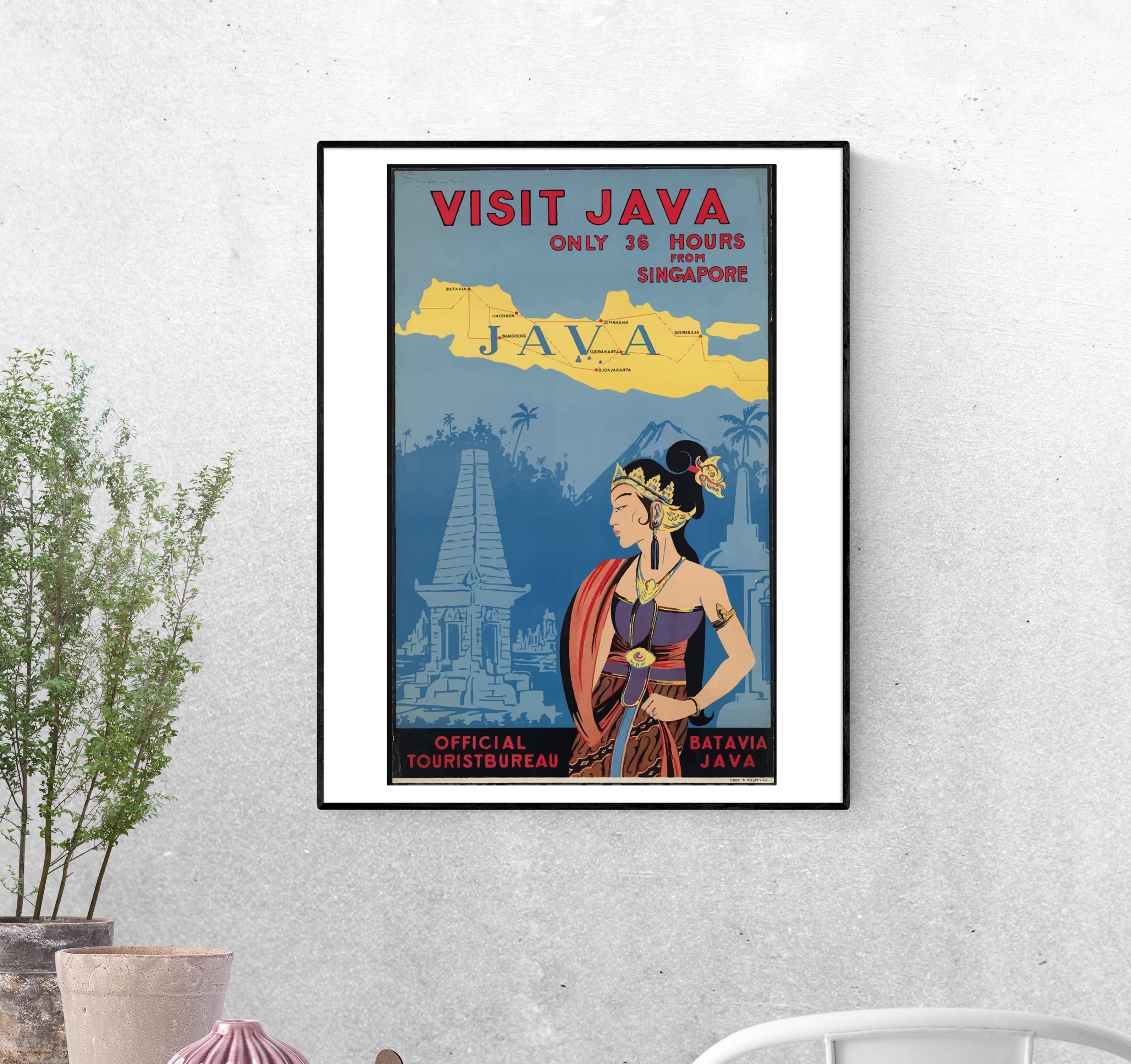 Тревел-постер Ява Индонезия формат А-3