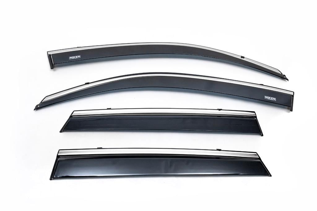 Ветровики с хромом SD Niken для Skoda Rapid 2012-2019 гг. поликарбонат Черный