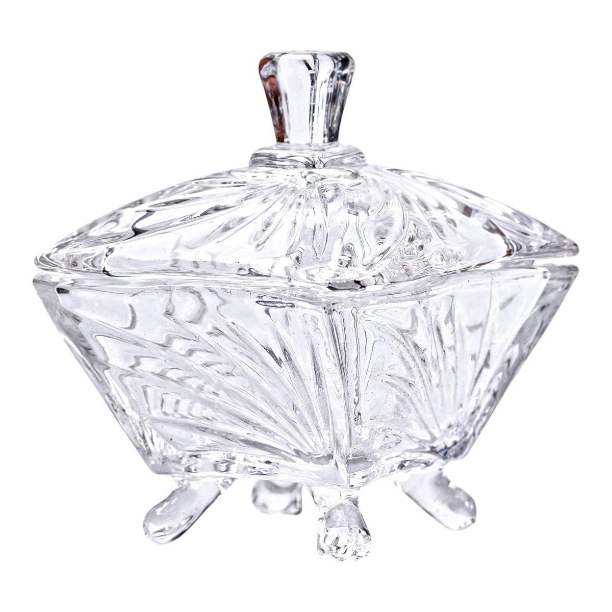 Конфетница с крышкой стеклянная 7,5х7,5х9 см - фото 3