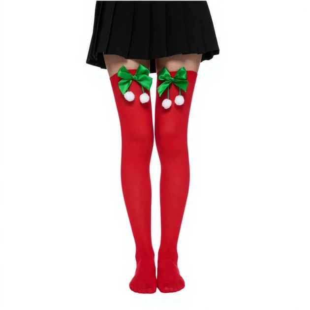 Гольфи жіночі Різдвяні з помпоном 80 den One size Червоний (2825426625) - фото 1 Гольфи жіночі Різдвяні з помпоном 80 den One size Червоний (2825426625) - фото 1
