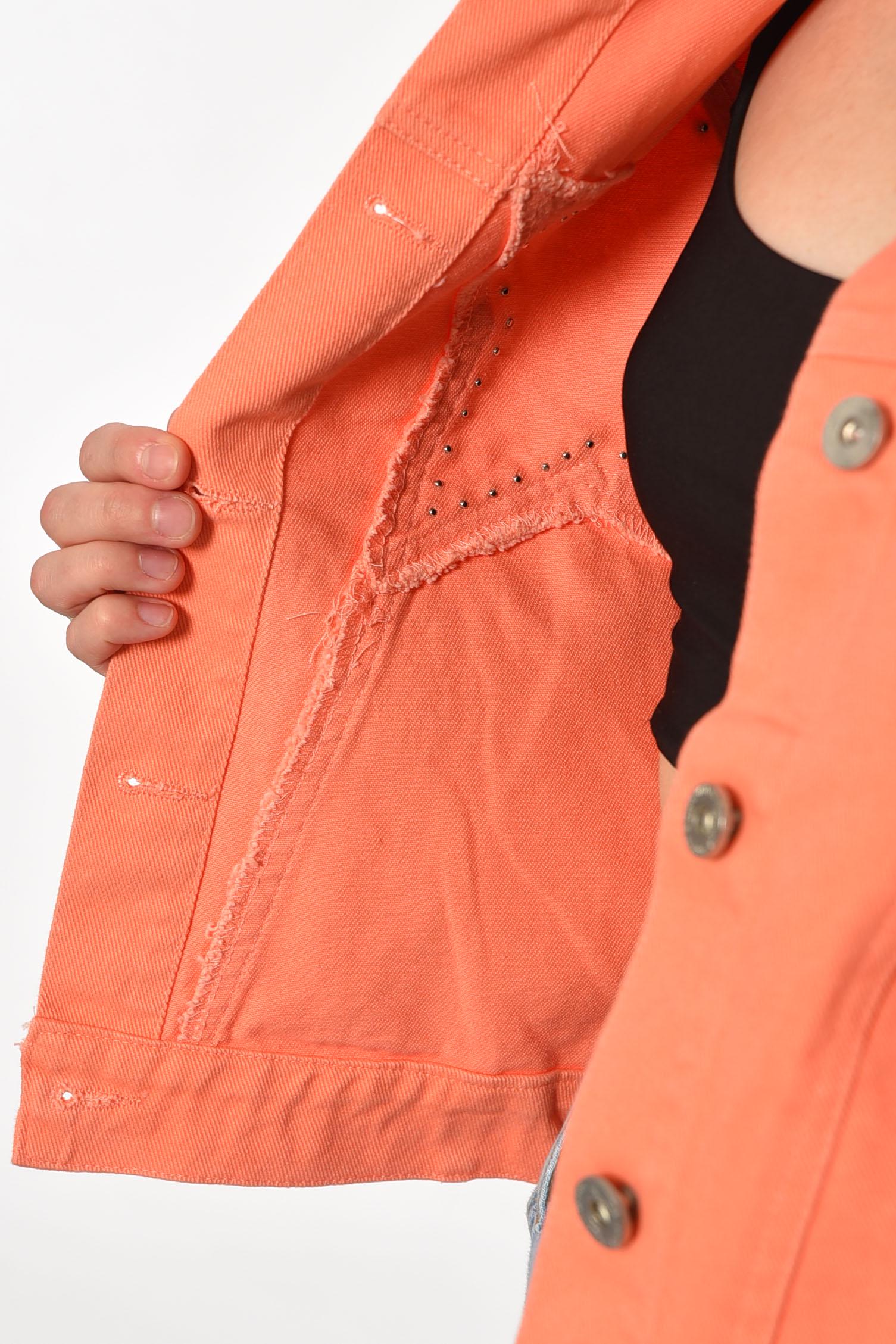 Джинсовка женская M Оранжевый (187267) - фото 4 Джинсовка женская M Оранжевый (187267) - фото 4