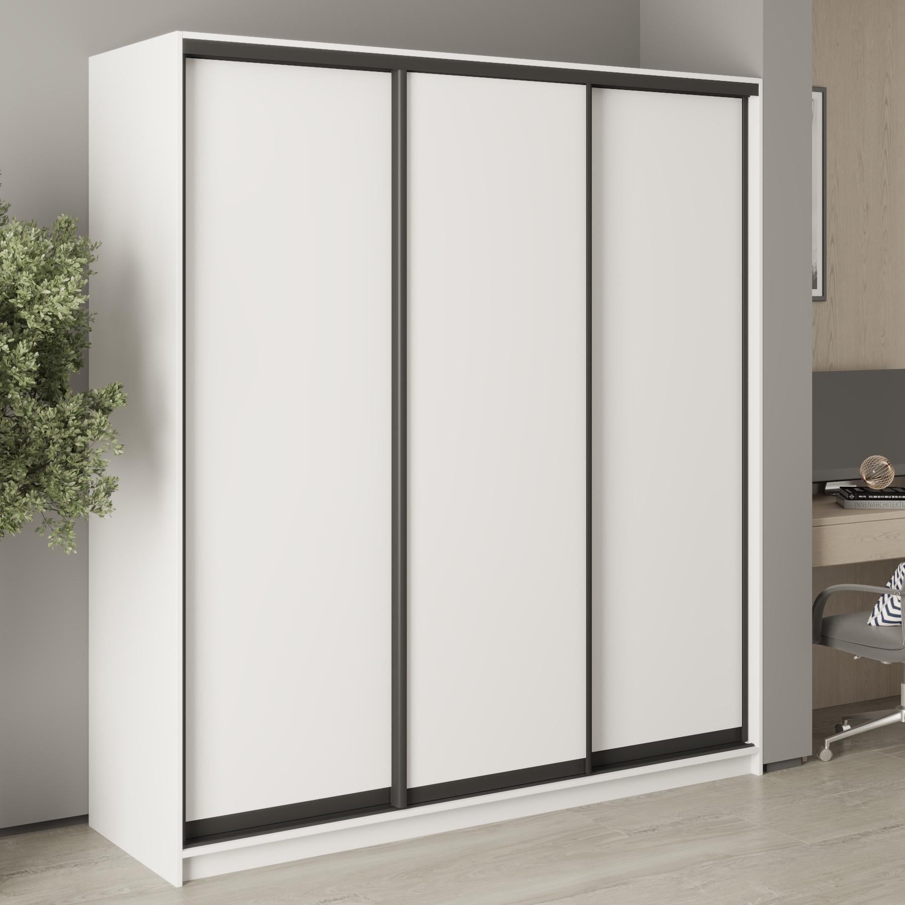 Шкаф-купе трехдверный MebelStar Стандарт BG 3ДСП 190x60x210 см Аляска белый (MBS-8227)