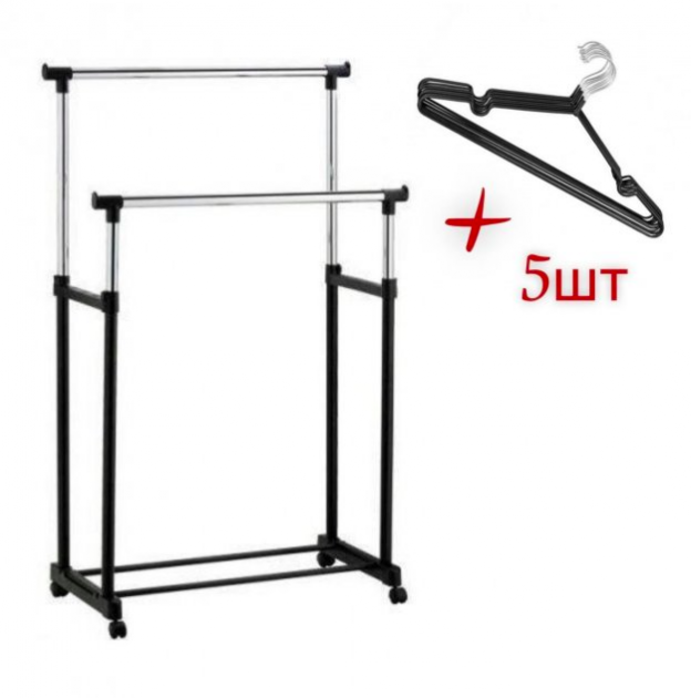 Стійка вішалка для одягу та взуття в вбиральню Double Pole Clothes Horse Mini+ 5 вішалок (1640164344) - фото 7