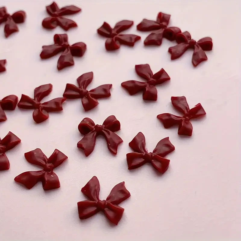 Шарми для нігтів Бантік 11х11 мм 15 шт. Бордовий (0115512)