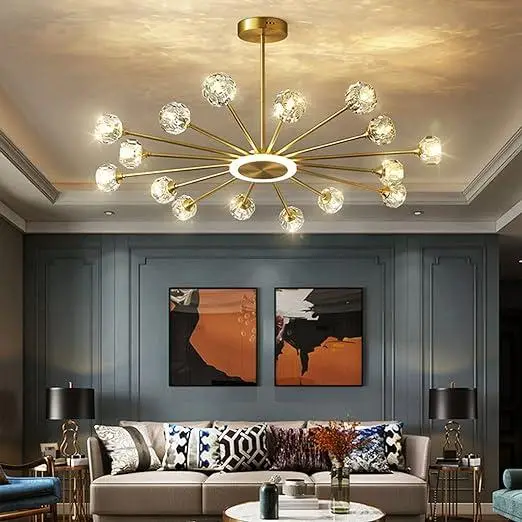 Люстра LED Луч 8810-C на 12+1 плафонов Золотистый - фото 1 Люстра LED Луч 8810-C на 12+1 плафонов Золотистый - фото 1