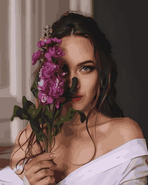Картина по номерам Mariposa "Девушка с орхидеями" 40x50 см (MR-Q2262)