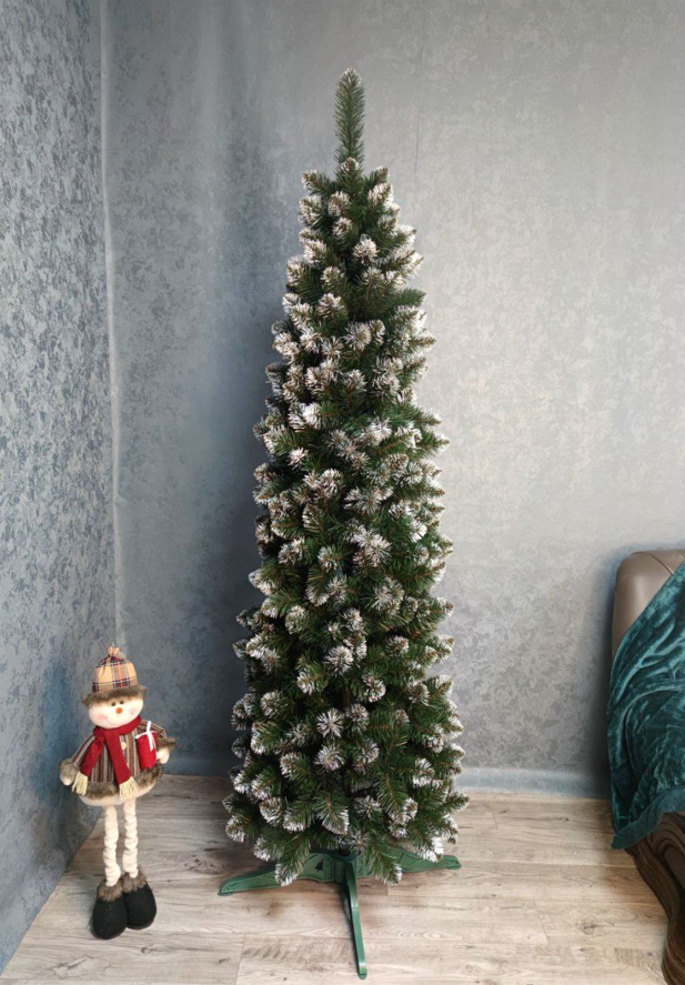 Штучна ялинка Лідія Слім ПВХ з підставкою 1,80 м Зелений/Білий (NYT15208)