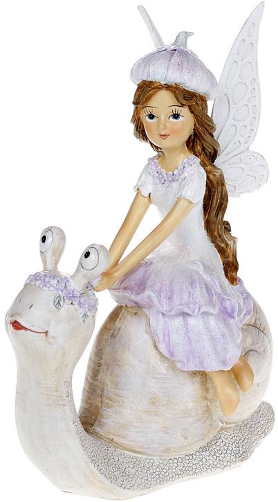 Декоративная статуэтка Фея на Улитке 12х7,5х16 см полистоун Лиловый (BD-707-098)