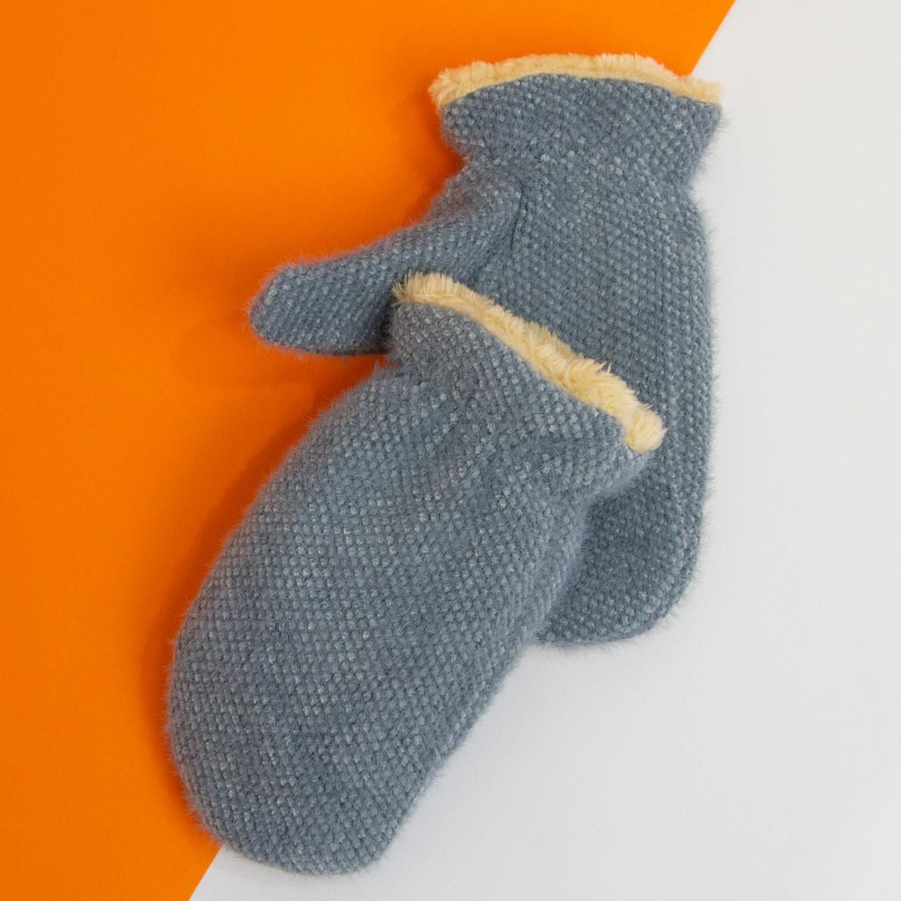 Варежки зимние для девушек с искусственным мехом Синий (20-1-66)