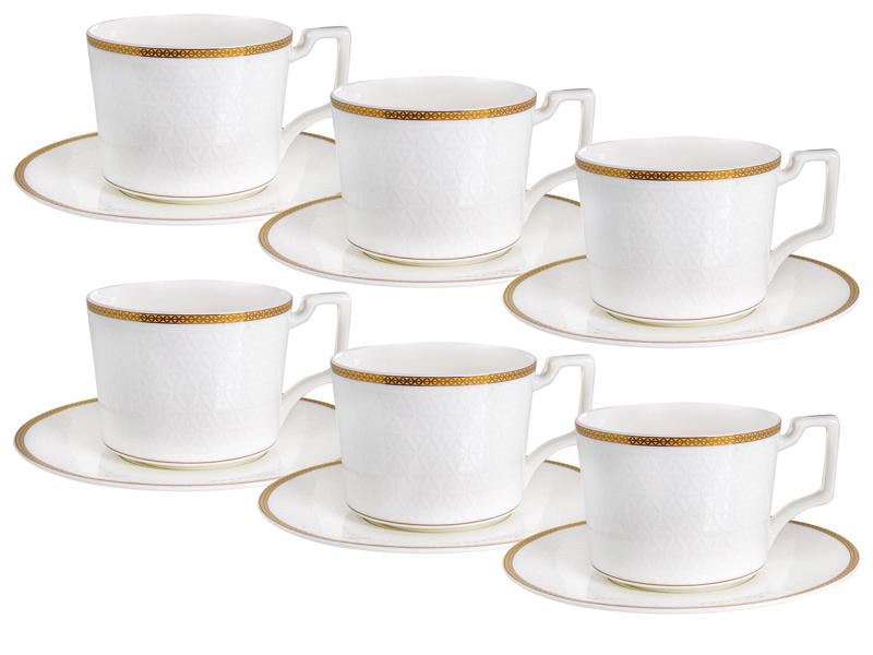 Чайный набор Lefard Magnat на 6 персон чашки с золотой каймой 290 мл Белый (440-127)