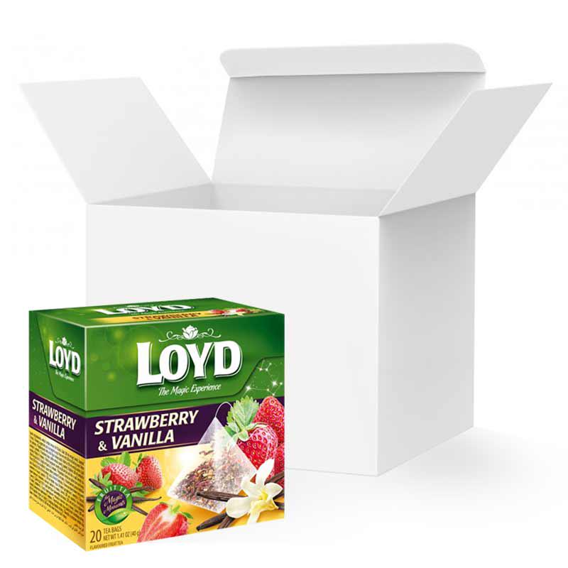 Чай в пакетиках пірамідках LOYD Полуниця і ваніль 2 г х 20 шт. 10 уп.