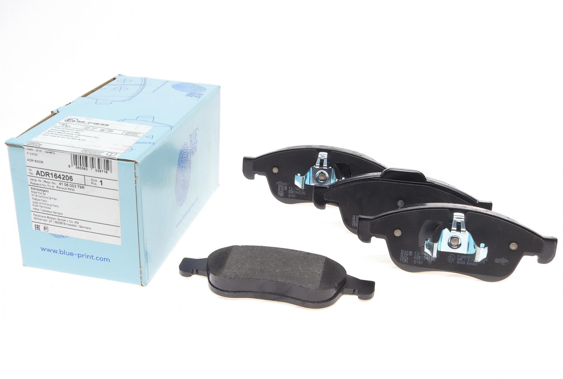 Колодки тормозные передние BLUE PRINT для Renault Fluence/Megane/Scenic 08- (ADR164206)