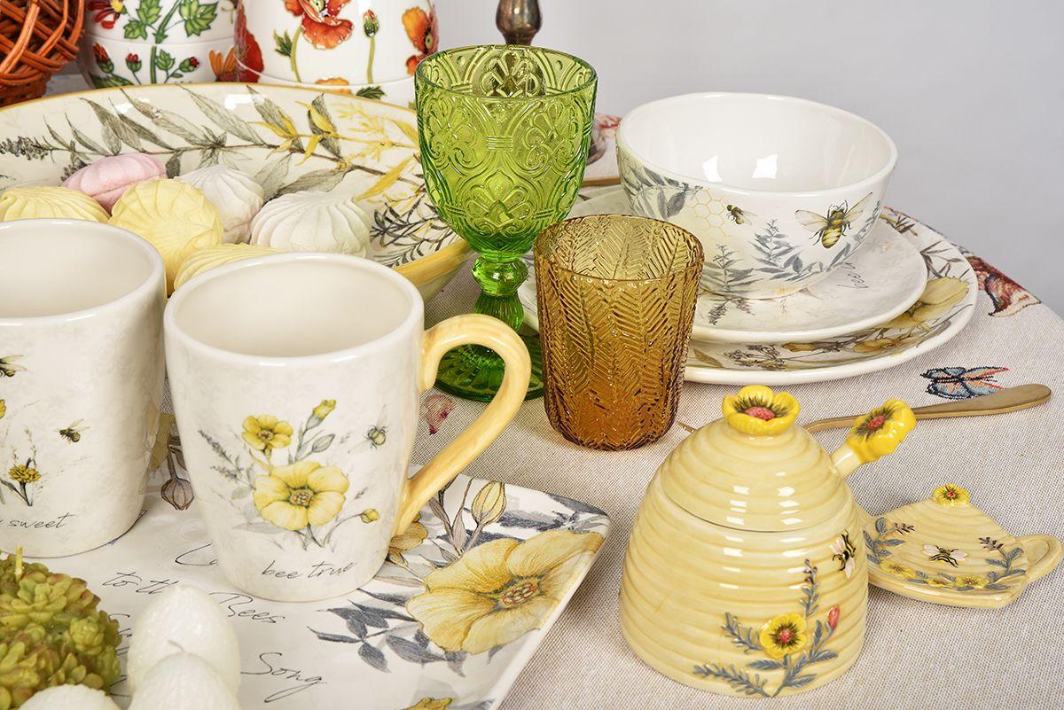 Набор емкости для меда и блюдец Certified International Сладкий мед из керамической Бежевый (28124-set) - фото 8