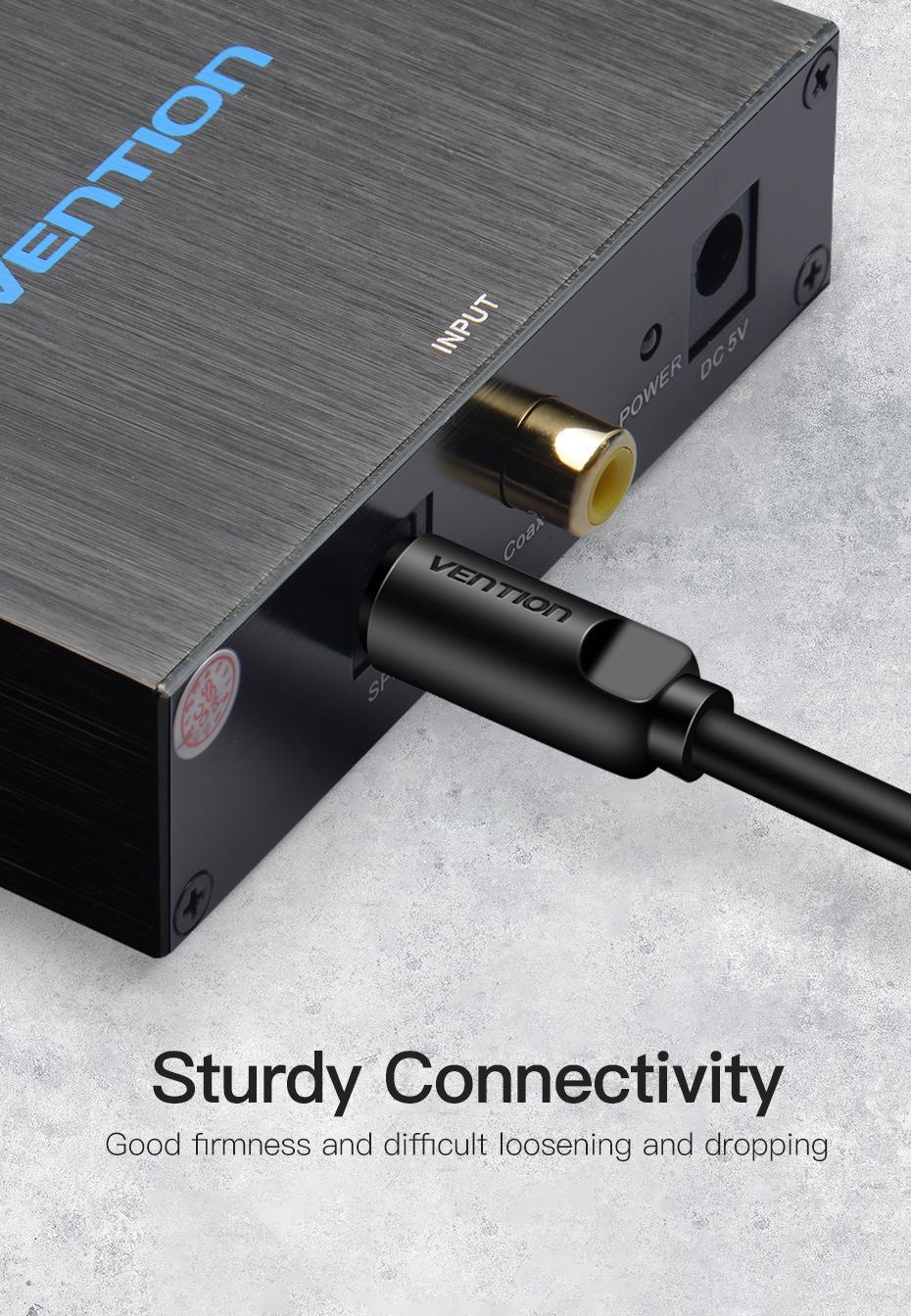 Кабель оптичний аудіо Vention S/PDIF Toslink Dolby DTS 5.1/7.1 позолочені конектори гнучка оболонка ПВХ 1 м Чорний (BAEBF) - фото 4