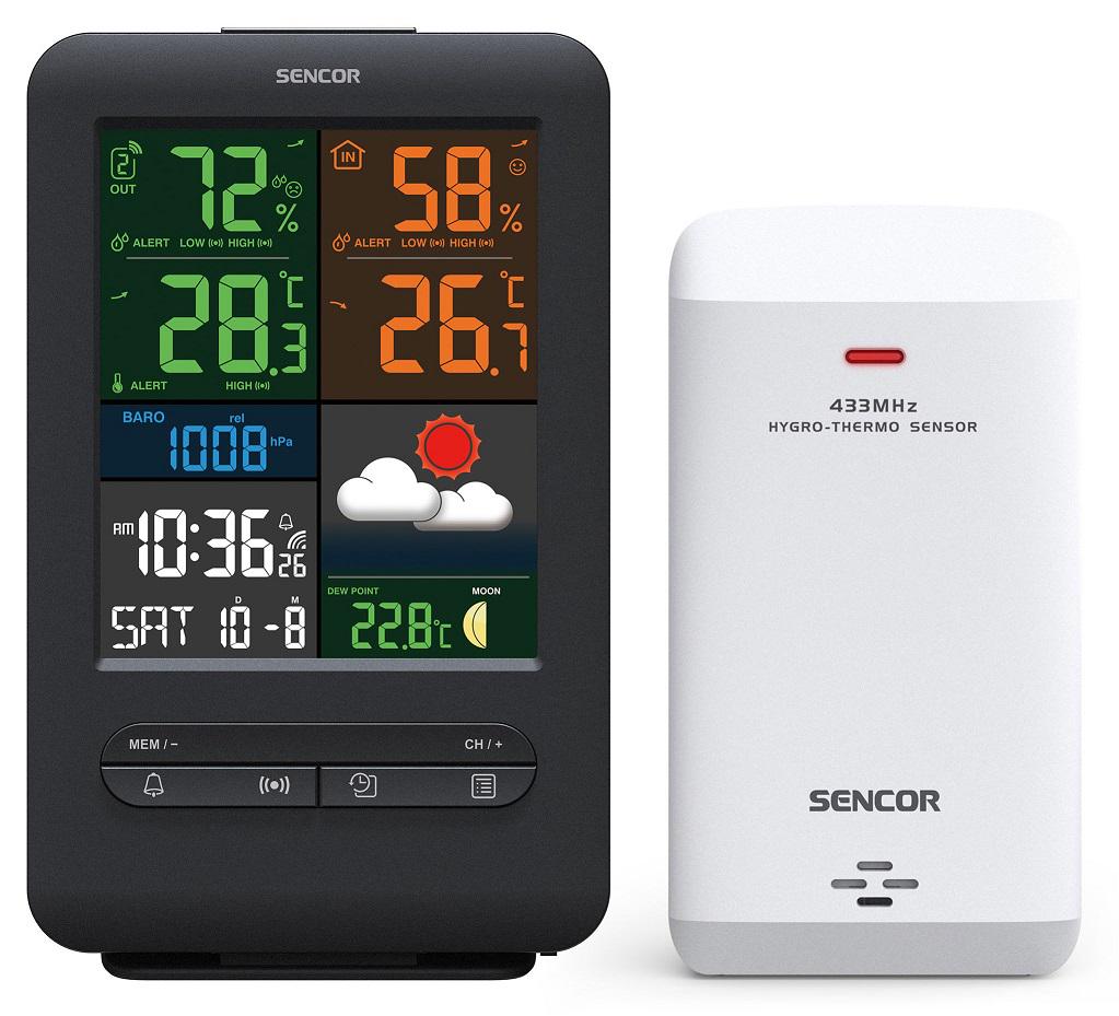 Метеостанция настольная Sencor SWS7300 для внутреннего и внешнего измерения температуры влажности погоды 2хAA (a377efe7) - фото 3