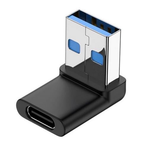 Адаптер-перехідник кутовий SUNROZ USB 3.0 Male-Type-C Female 10Gbps Black (A48622)