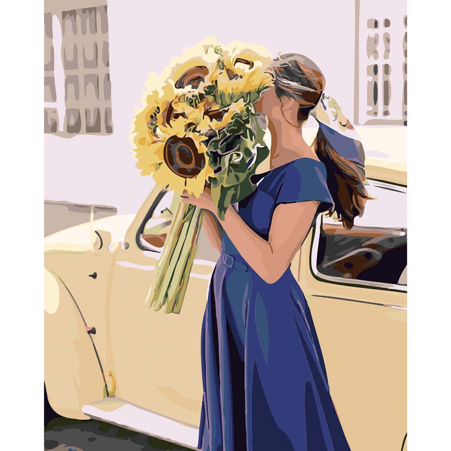 Картина по номерам Strateg Премиум Подсолнечники для любимой с лаком 40х50 см (SY6064)