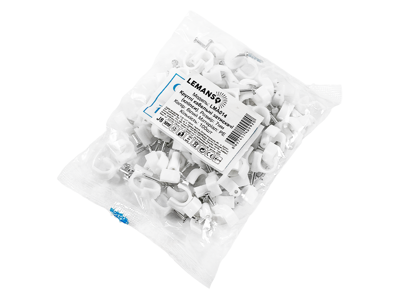 Клипса кабельная круглая Lemanso LMA014 100 шт. 7 мм Белый (8669)