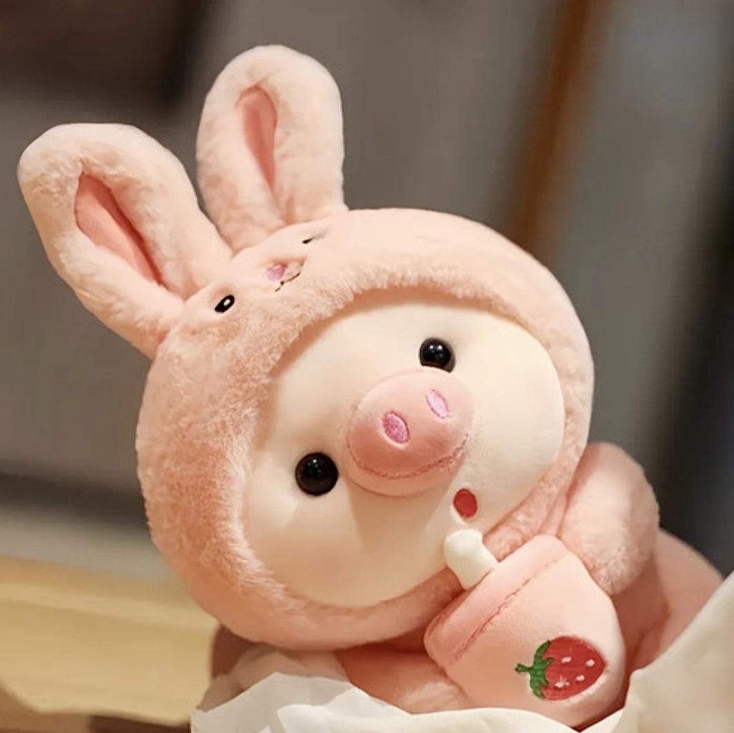 Мягкая игрушка детская Свинка Заяц 2в1 плюшевая Розовый - фото 2 Мягкая игрушка детская Свинка Заяц 2в1 плюшевая Розовый - фото 2