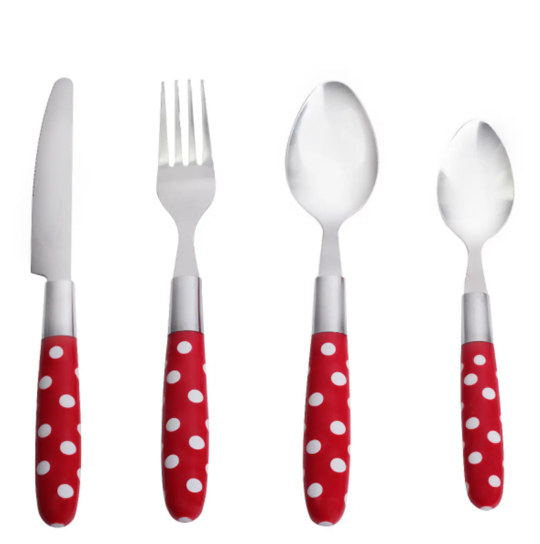 Набір столових приладів Kamille KM-5240 нержавіюча сталь 24 предмети Червоний (NA002214) - фото 3 Набір столових приладів Kamille KM-5240 нержавіюча сталь 24 предмети Червоний (NA002214) - фото 3