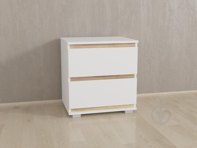 Прикроватная тумбочка Forte Alicia Ш 502 / В 535 / Г 390 Белый-Дуб сонома планки