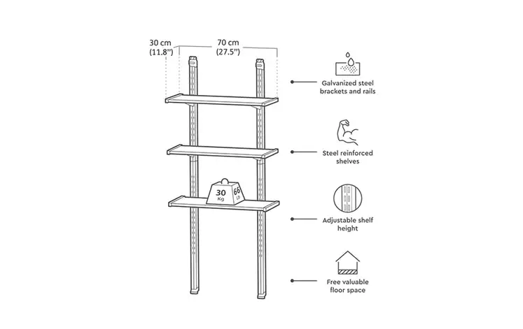 Стелаж для садового інвентаря Keter Shelving Kit 70 металевий 3 полиці (CNT00008980) - фото 7