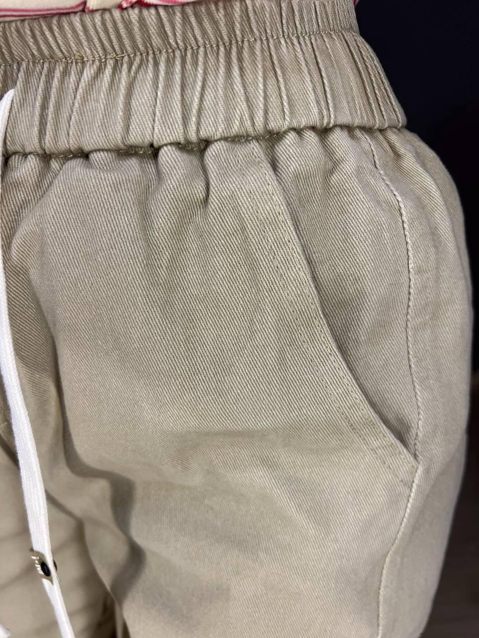 Джинси жіночі A-N 9962 MOM кюлоти укорочені резинка на таліі шнурок XL Бежевий (3699) - фото 3