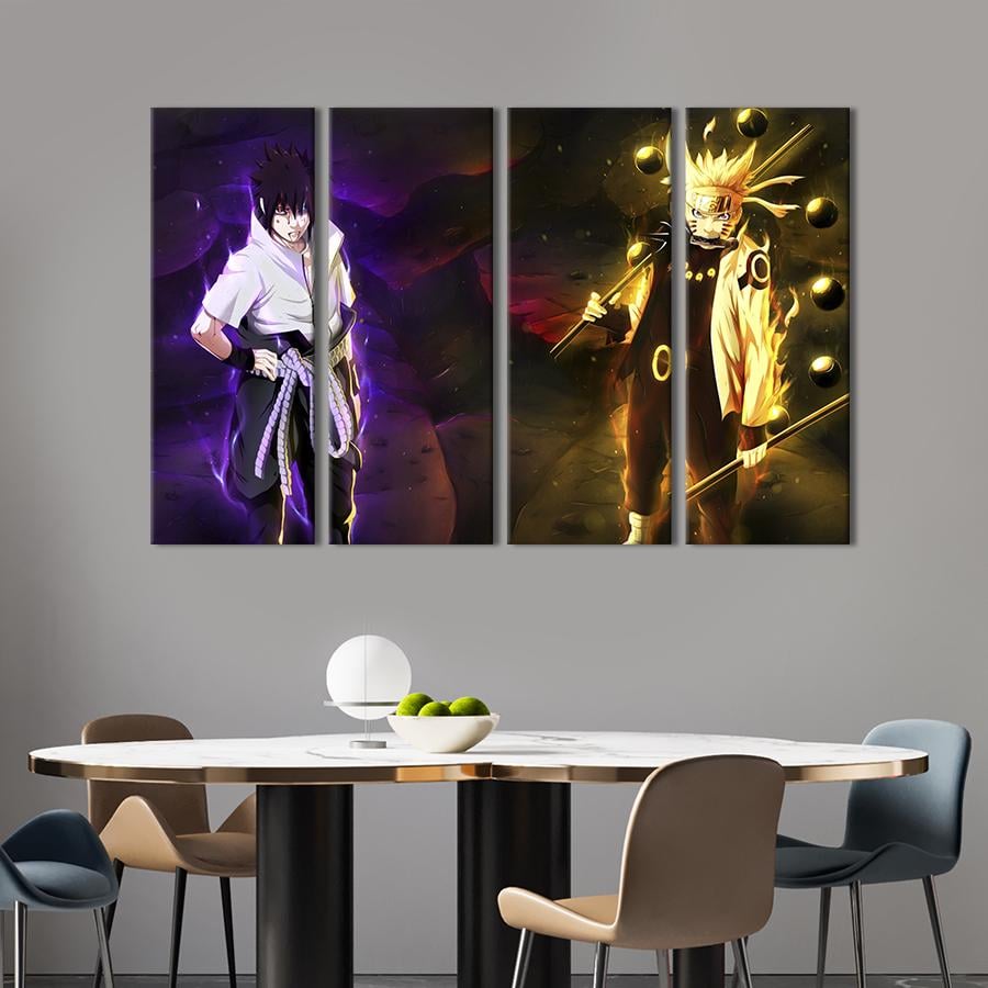 Картина модульна з 4 частин Ніндзя Наруто та Саске XL 209x133 см (681-41)