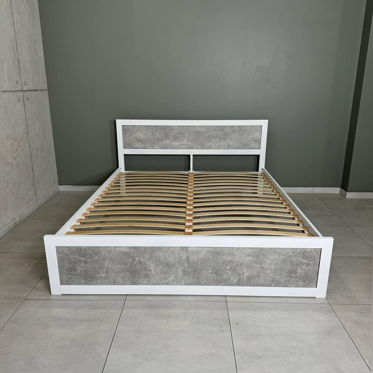 Кровать двуспальная металлическая LOFT 140х200 см Индастриал/Белый (000083198)