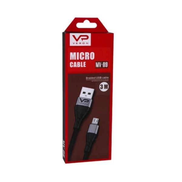 Кабель Veron Braided MV09 Micro 2,4A 3 м Black