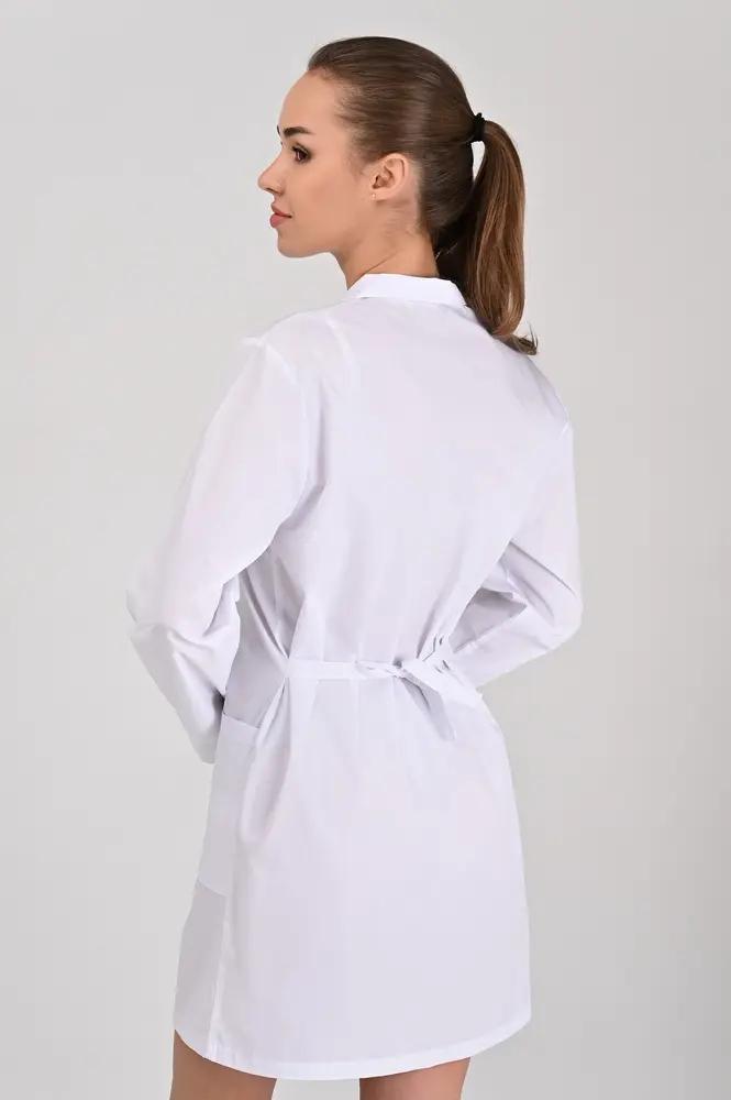 Халат тонкий TopLine Школьный на пуговицах длинный рукав р. 52 Белый (12934-(52)бел.) - фото 2 Халат тонкий TopLine Школьный на пуговицах длинный рукав р. 52 Белый (12934-(52)бел.) - фото 2