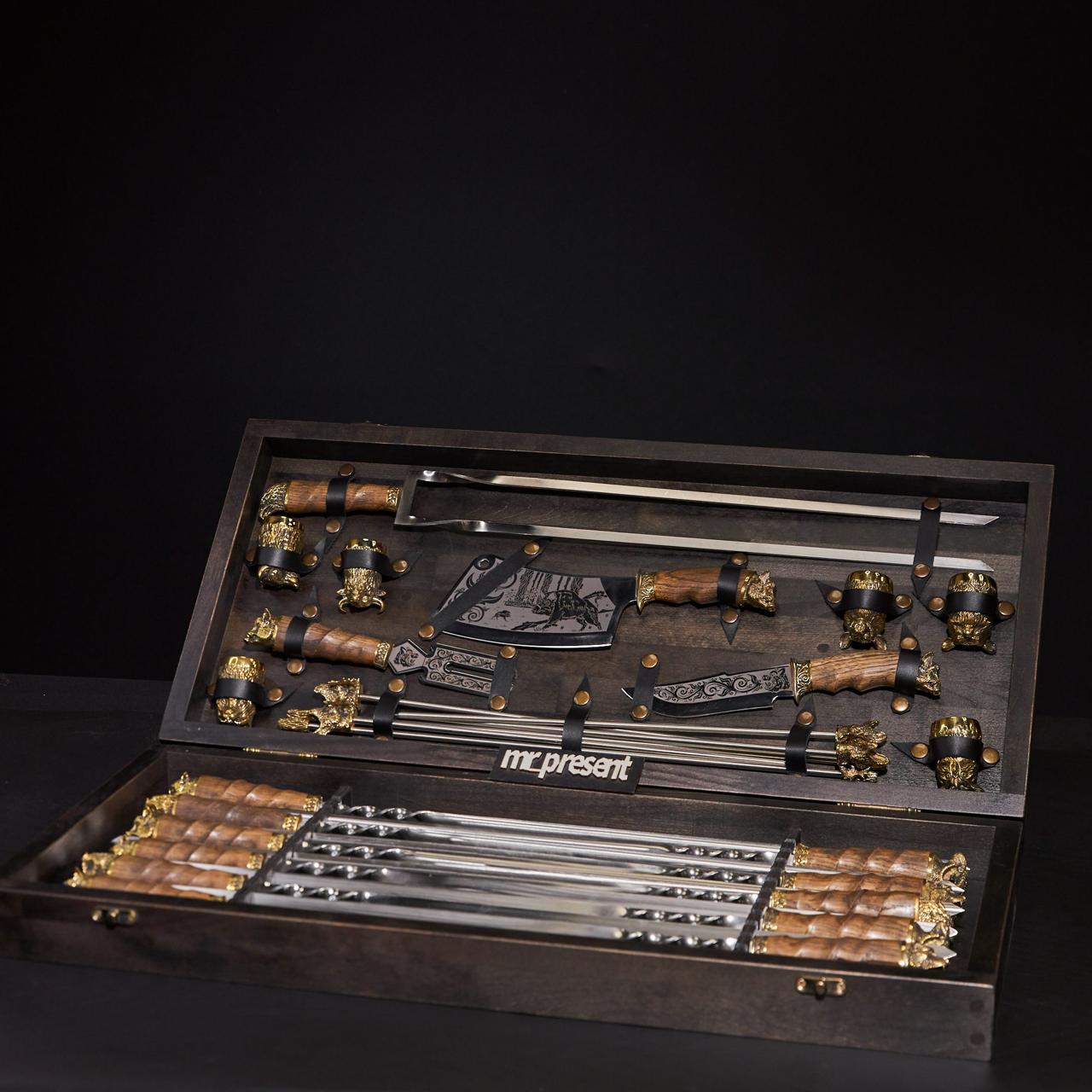 Шашлычный набор Premium lux 25-2 в деревянном кейсе