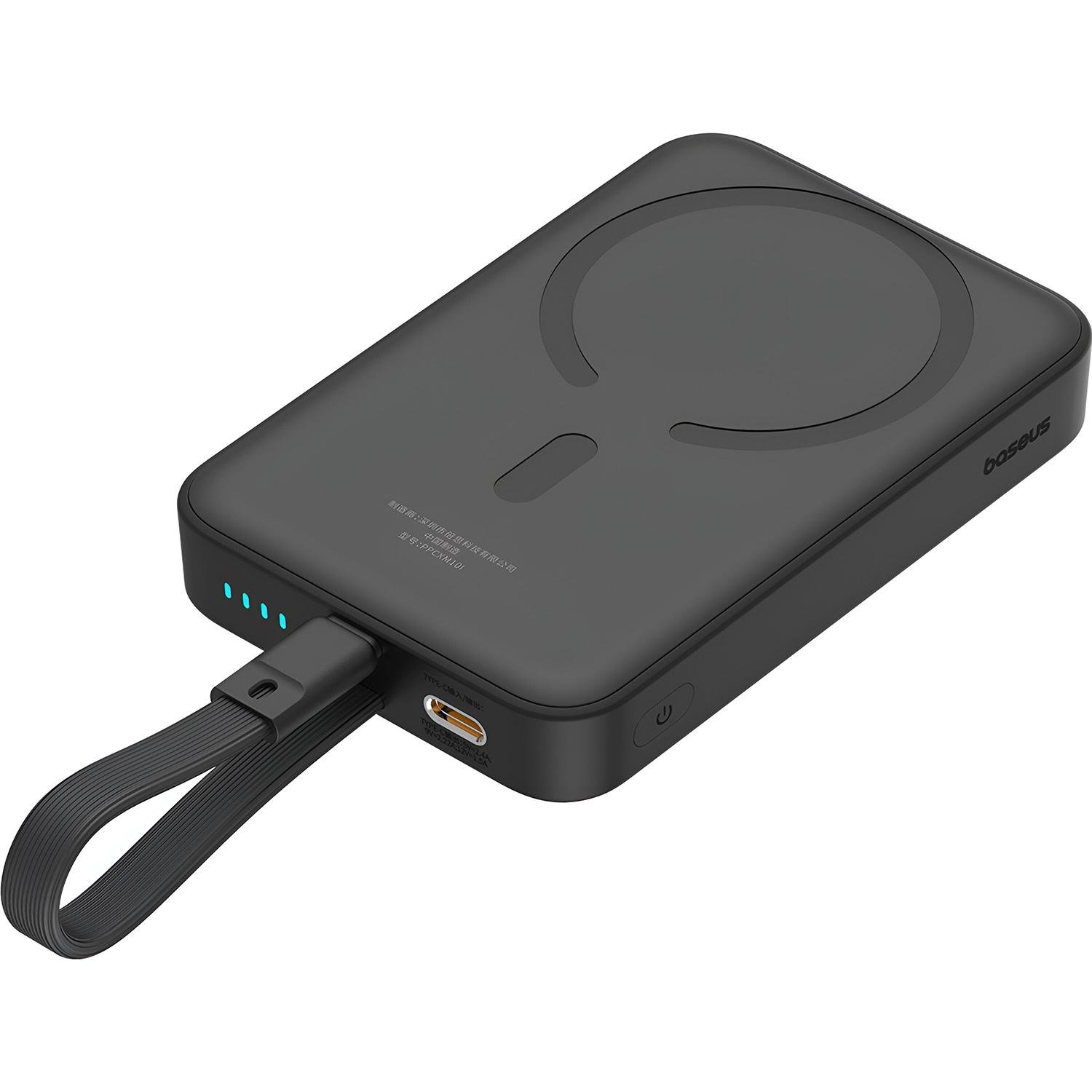 Повербанк BASEUS Magnetic Mini Wireless Fast Charge iP Edition 10000 mAh 20W P10022109113-00 Cluster With Simple Series Charging Cable Type-C to Type-C 20V/3A 30cm Black - фото 4