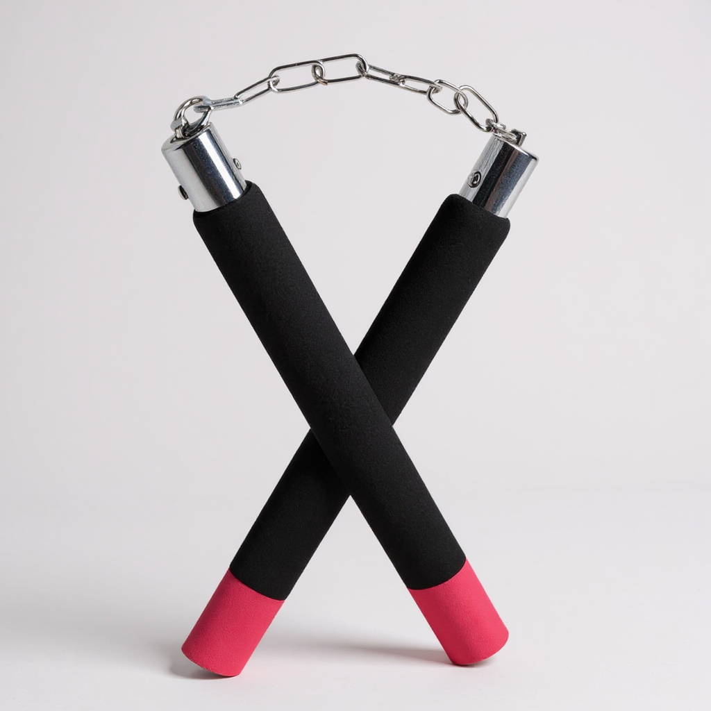 Нунчаки тренировочные Univerza с цепью неопреновым покрытием для начинающих Черно-красный - фото 1 Нунчаки тренировочные Univerza с цепью неопреновым покрытием для начинающих Черно-красный - фото 1