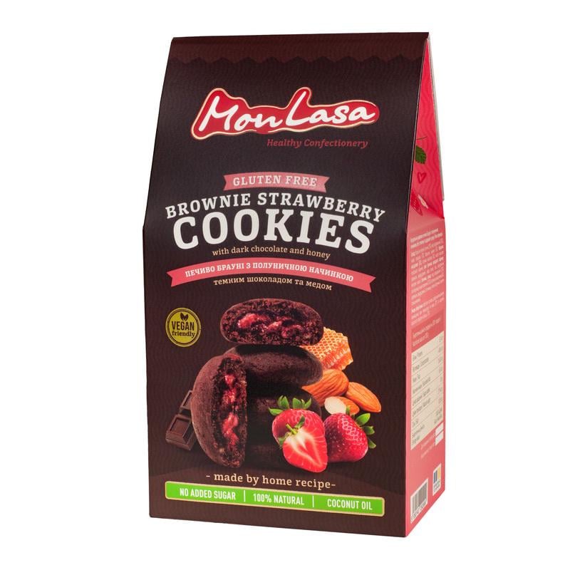 Печенье брауни Monlasa Vegan Клубника без сахара и глютена 120 г