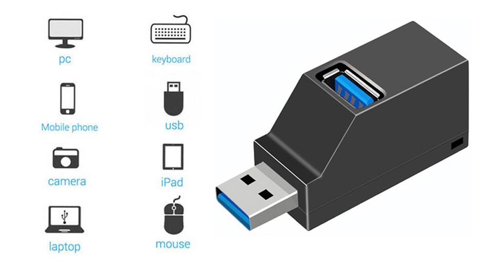 Мини хаб USB разветвитель 1хUSB 3,0 2хUSB 2,0 (MH01) - фото 4