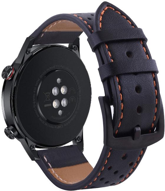 Ремінець шкіряний Classico для Honor Magic Watch 2 Black/Orange (16923)