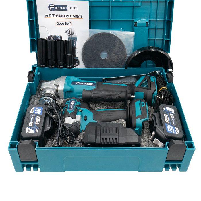 Аккумуляторный набор из 2х инструментов PROFI-TEC 20V POWERLine Combo Set 2/1 КШМ DGA20BL/гайковерт DTW500BL (006264) - фото 9