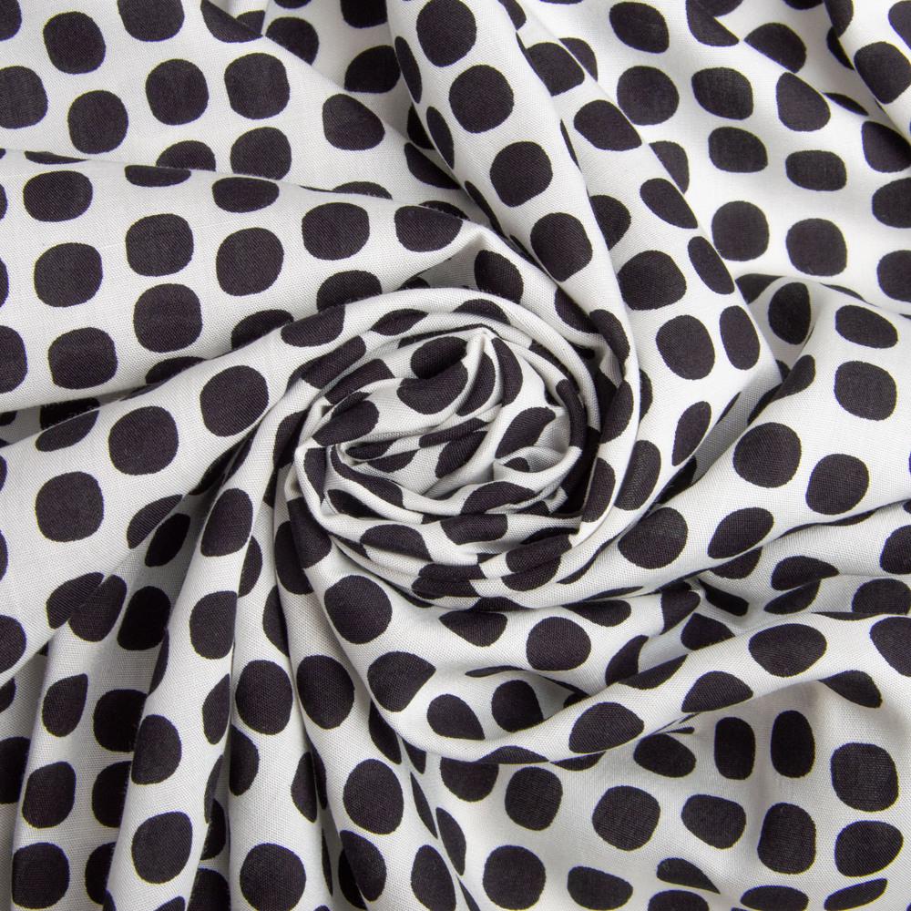 Ткань платяная штапель вискоза Горохи 90 г/м2 145 см Черный (26580)