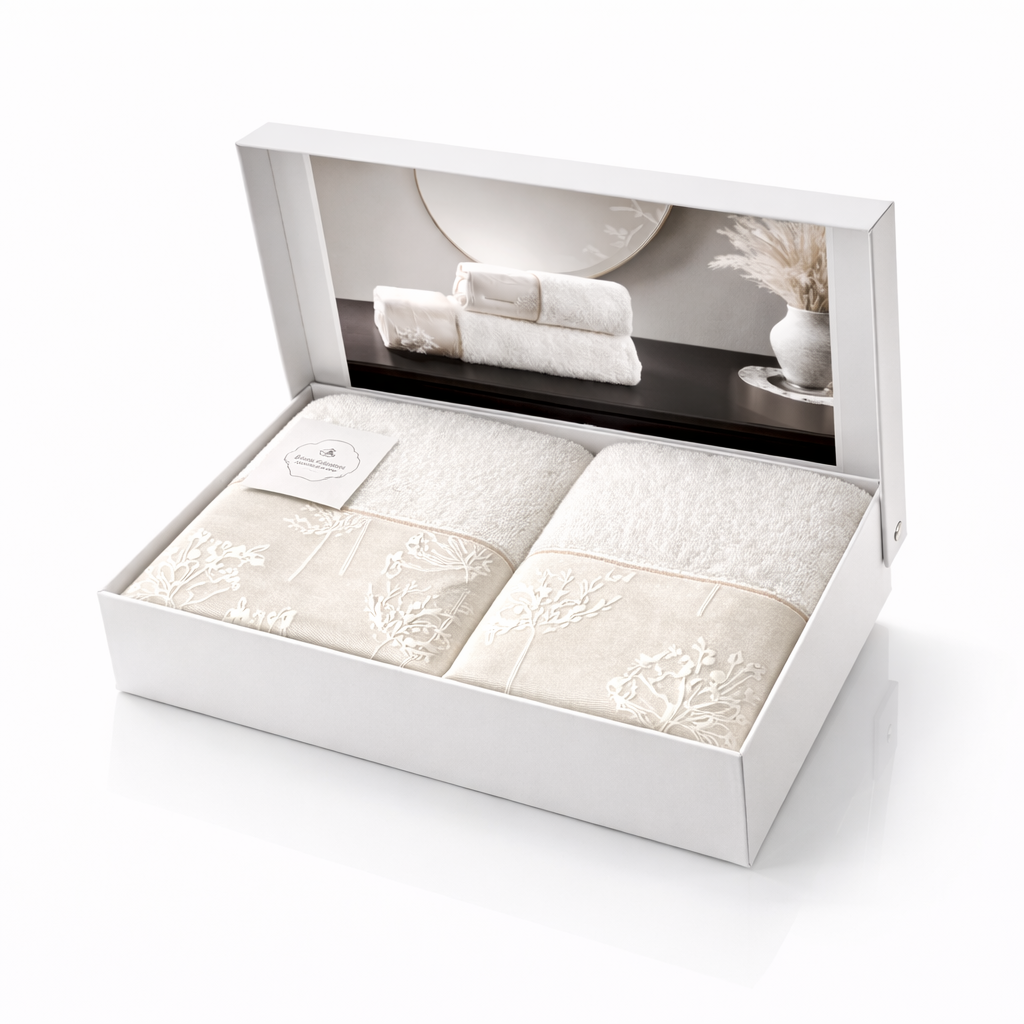 Набор полотенец Tivolyo Home Celestia k.beyaz махра 50x100/75x150 см (2000022283999)