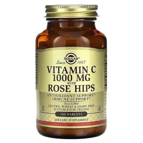 Витамин С Solgar Vitamin C with Rose Hips 1000 мг 100 табл. (SOL-02400)