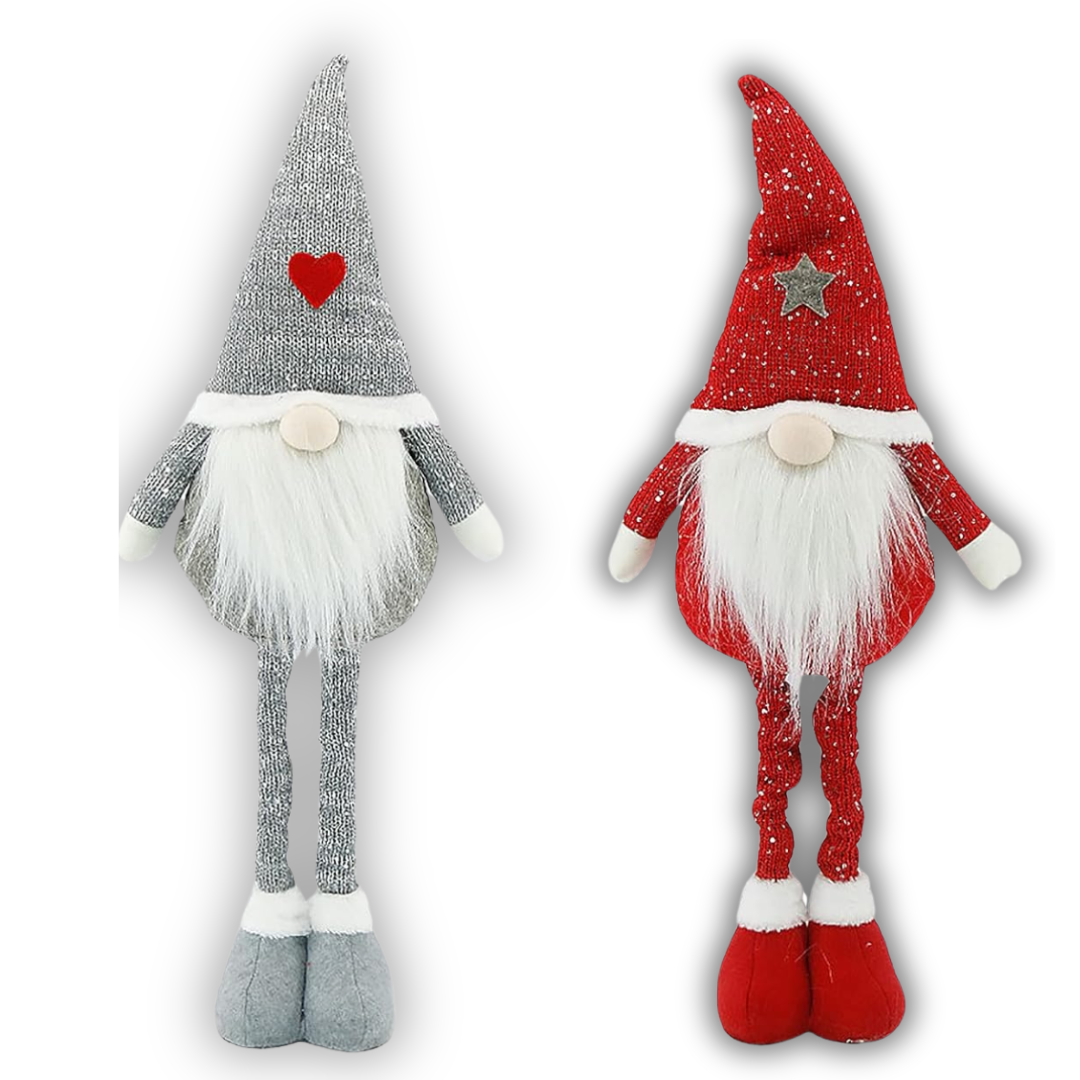Новогодние гномы под елку на ножках Niki Light 2 шт. 70 см Серый/Красный (175503)