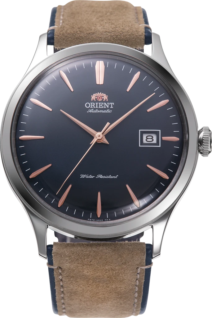 Наручний годинник чоловічий Orient Bambino Version 4 RA-AC0P02L10B з сталевим корпусом WR 30 м Фіолетовий (3124584510)